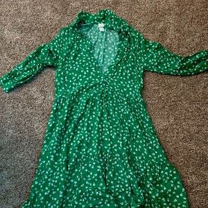 Green Floral Dress XS